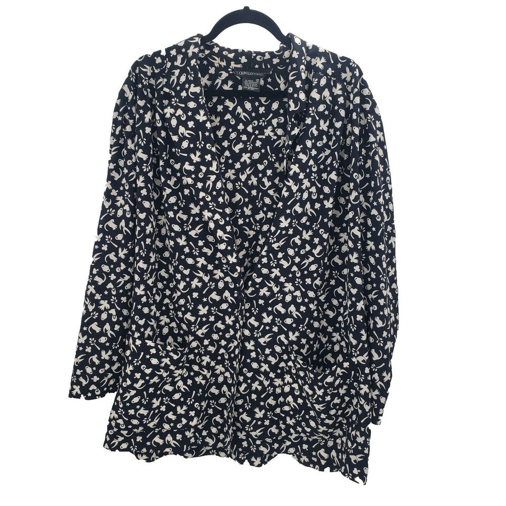 Counterparts Animal Jacket Womens 18w 18 Black White Cat Tree Bird Moon Star